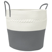 Cestino Portaoggetti Grigio e Bianco ?43x38 cm in Cotone CFW2600072