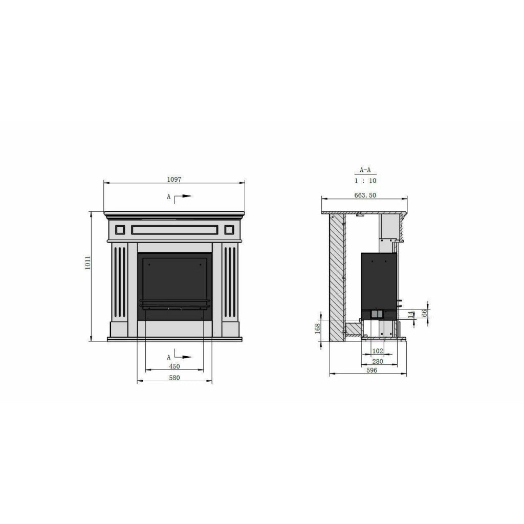 Camino a bioetanolo Piovera, Caminetto ecologico, Focolare senza fumo, Riscaldatore ad etanolo, Made in Italy, 63x110 h102 cm, Bianco