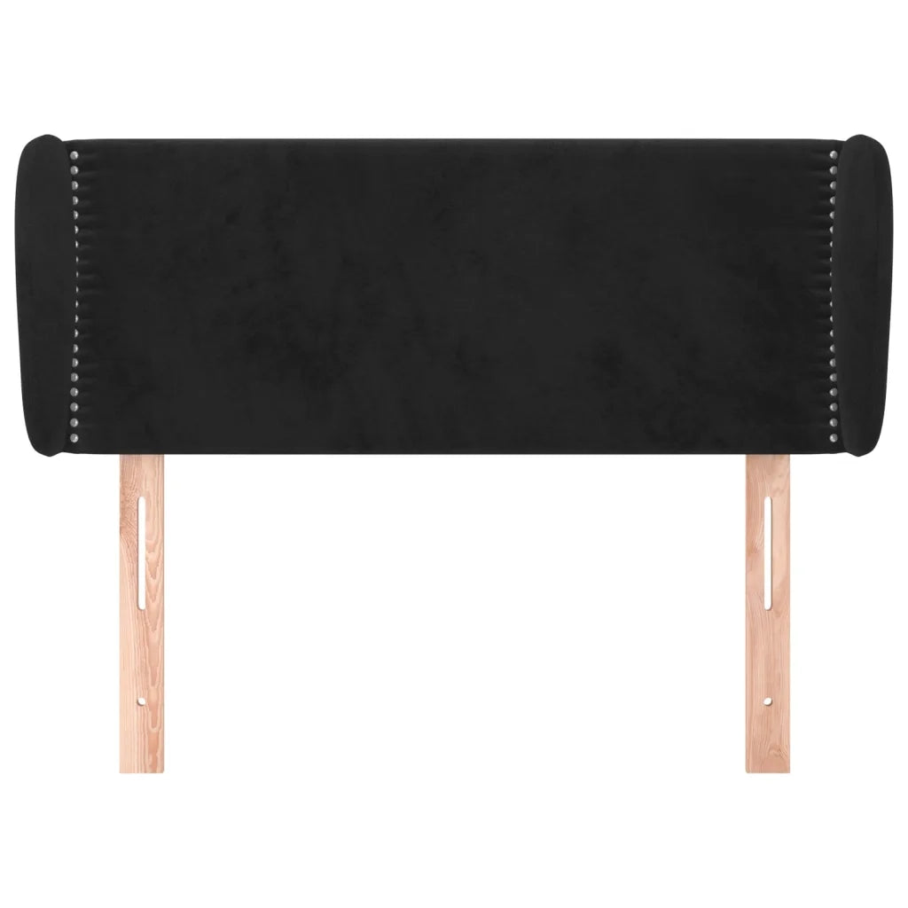 Testiera ad Orecchio-Testata con Orecchie Nera 103x23x78/88 cm in Velluto 916166
