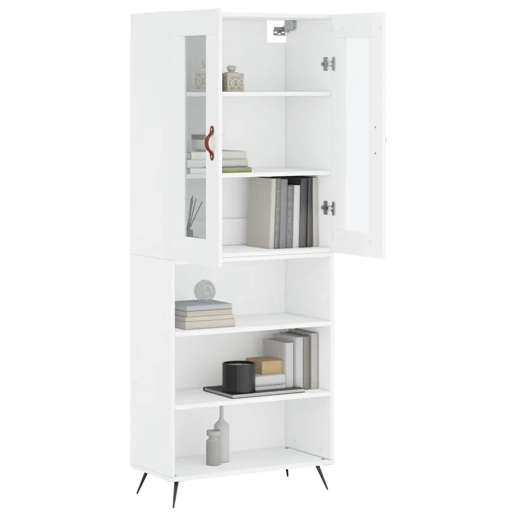 Credenza-Buffet-Armadio da cucina Bianca 69,5x34x180 cm in Legno Multistrato 137222