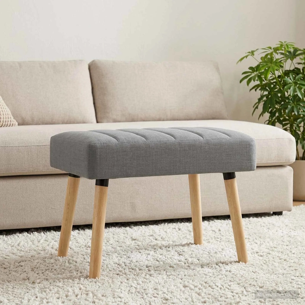 Panchina trapuntata a canale Grigio Chiaro 60 x 40 x 45 cm 42038459