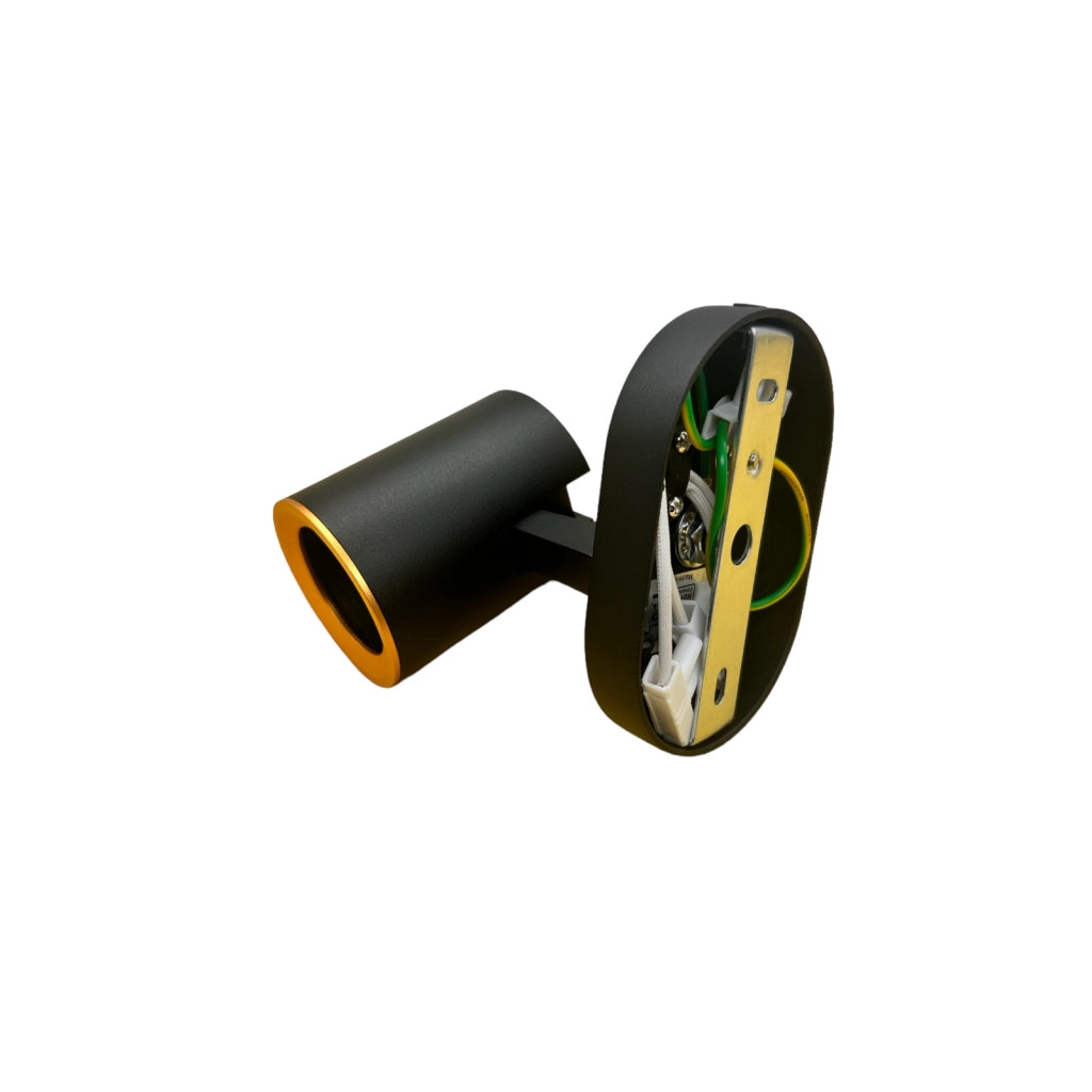 Plafoniera lampada da soffitto Nero e Oro faretto direzionabile e attacco per lampade GU10 ad 1 diffusore