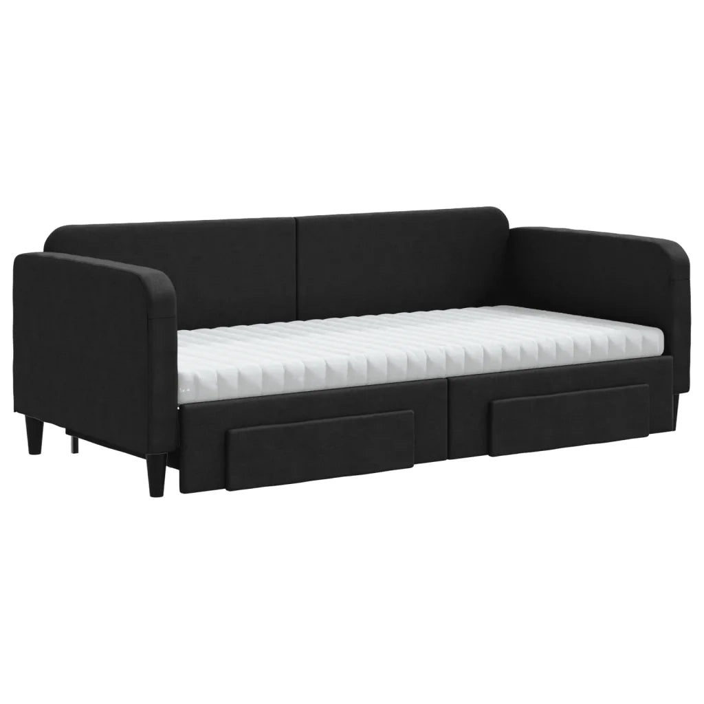 Divano Letto Estraibile con Cassetti Nero 90x190 cm in Tessutocod mxl 82726