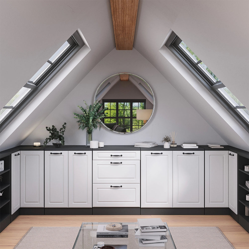 Mobile per mansarda Rion Bianco rustico/Antracite 60 x 83.8 cm senza inclinazione con 2 ante Vicco