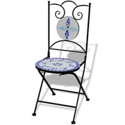 Sedie da Bistrot Pieghevoli 2 pz in Ceramica Blu e Bianco 41531