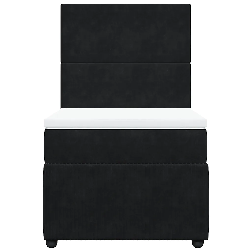 Giroletto a Molle con Materasso Nero 90x200 cm in Velluto 3292234