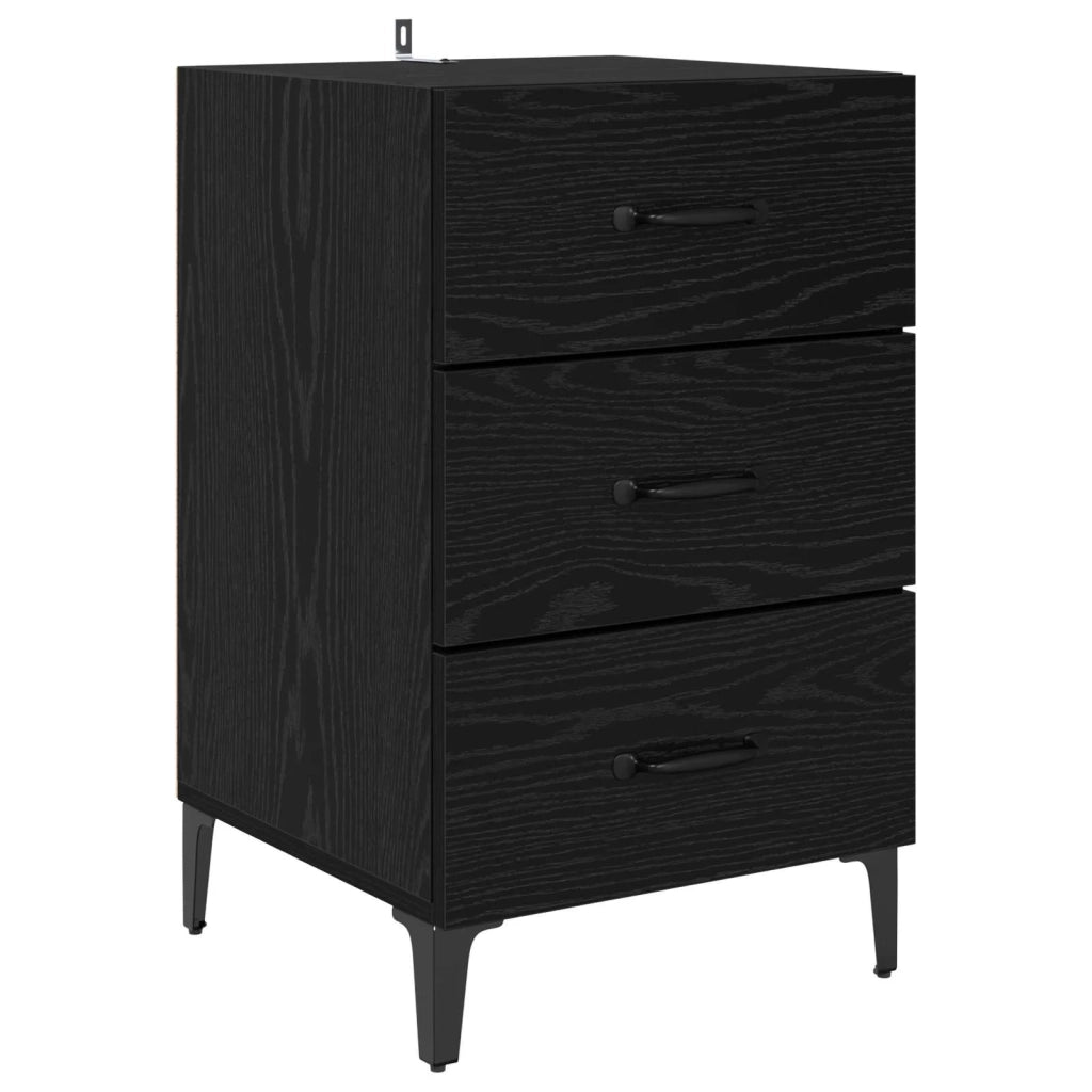 Armadio da Notte Rovere Nero 40 x 40.5 x 66 cm