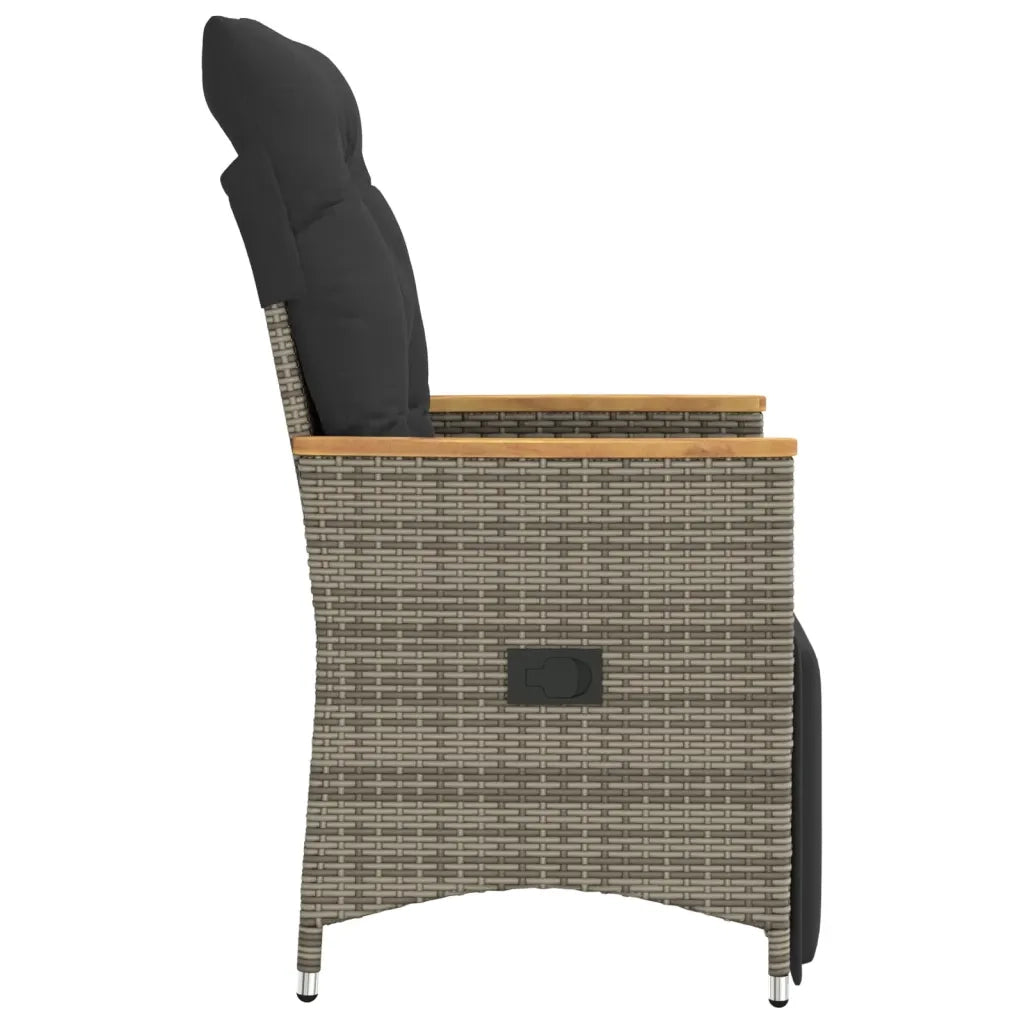 Sedia Reclinabile da Giardino con Cuscini Grigia in Polyrattan 365665