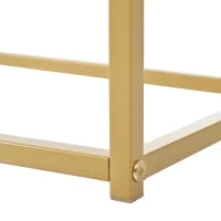 Tavolo Consolle con 2 Cassetti, Maniglie Dorate e Gambe Regolabili, Design Elegante e Moderno, in MDF, 110 x 32 x 85 cm, Bianco