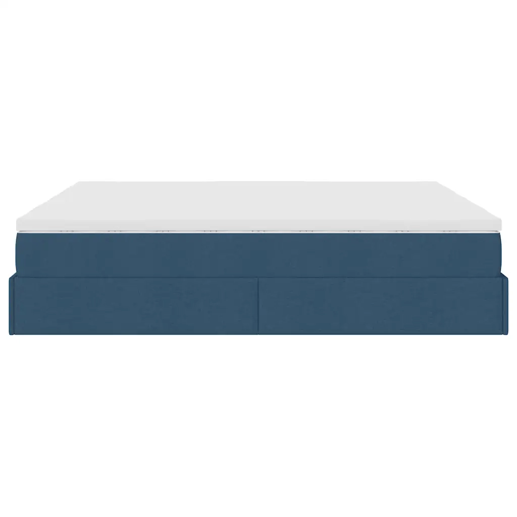 Struttura Letto Pouf con Materassi Blu 160x200 cm in Tessuto 3311240