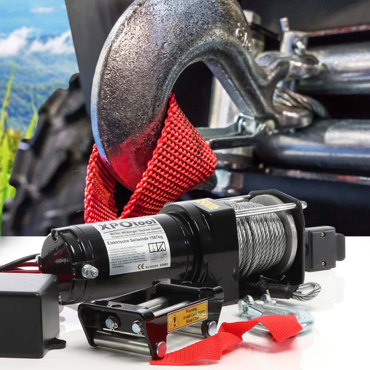 Argano elettrico Verricello a motore 12V 1587kg Cavo acciaio 10,5m Motore 1,5CV Fuoristrada