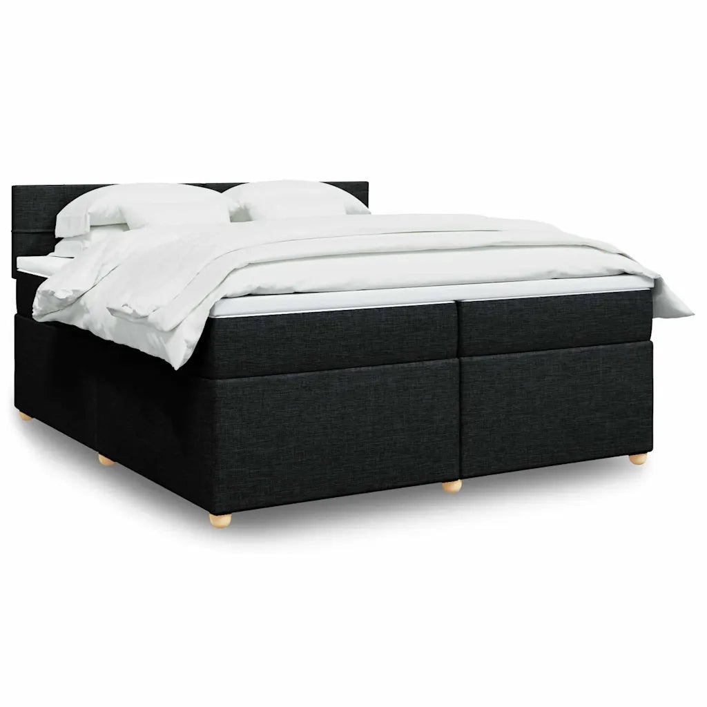 Giroletto a Molle con Materasso Nero 200x200 cm in Tessuto