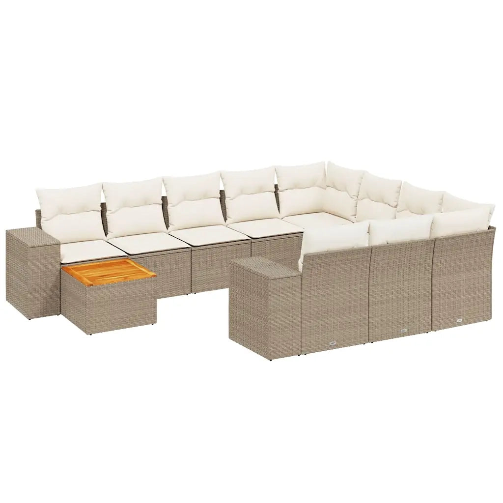 Set Divani da Giardino 11 pz con Cuscini Beige in Polyrattan 3225631