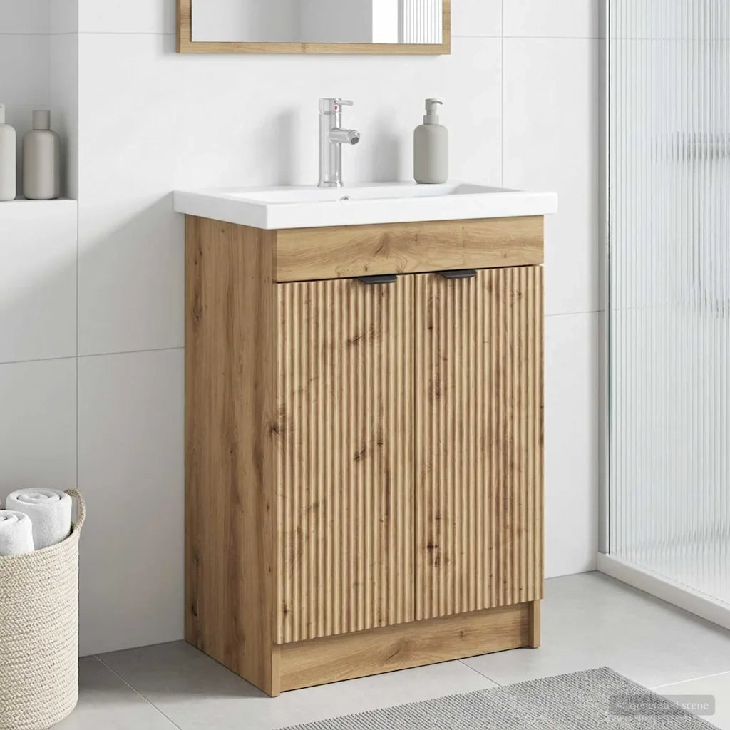 Mobiletto da bagno sotto il lavello Rovere Artigianale 890113