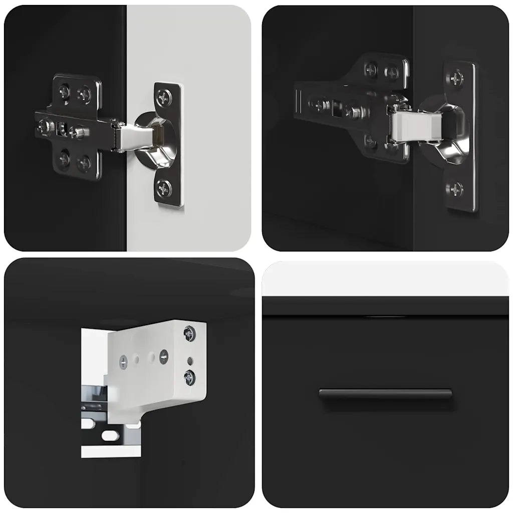 vidaXL Set di mobili per il bagno 2 pcs Nero 76.5 x 35 x 64 cm