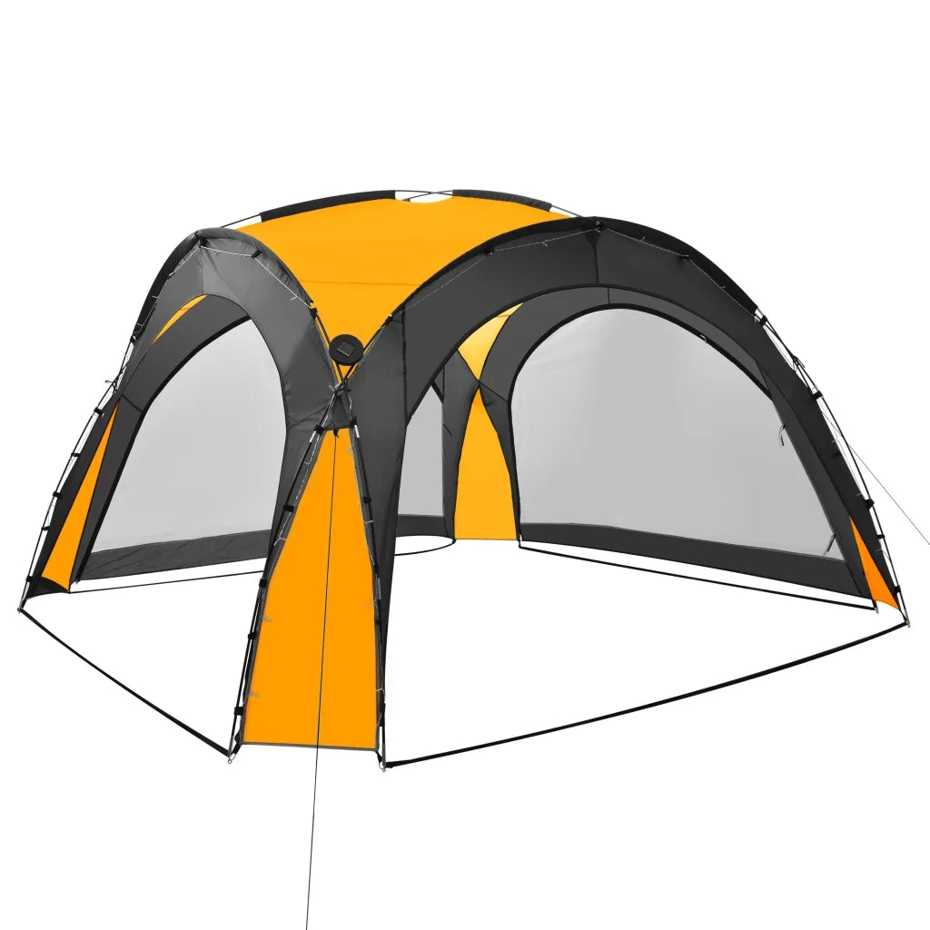 Tenda per Feste con LED e 4 Pareti-Tenda da campeggio 3,6x3,6x2,3 m Gialla