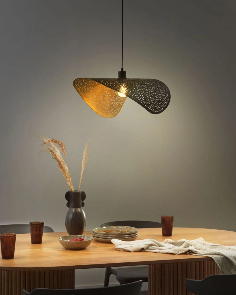 Lampada a sospensione Paralume in metallo ferro nero Illuminazione a sospensione