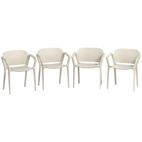 Set 4 Sedie da Giardino Design Moderno 60x56x75 cm Impilabili in PP Bianco