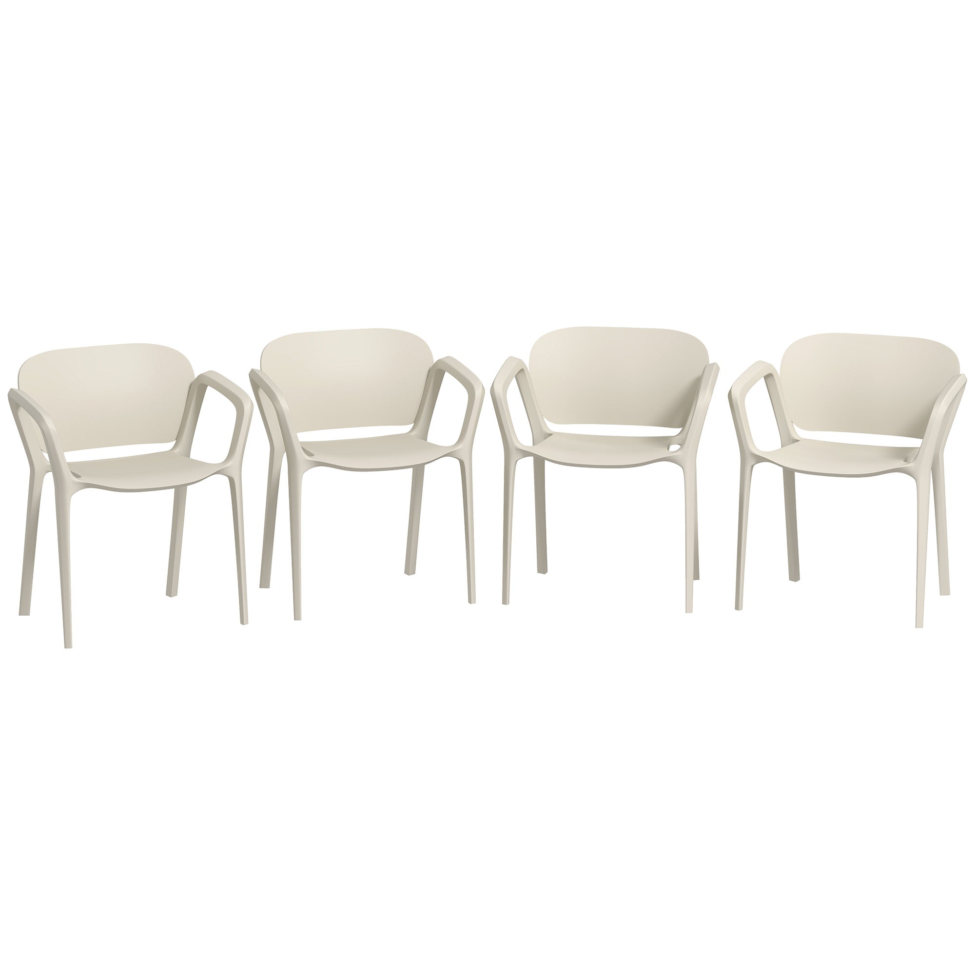Set 4 Sedie da Giardino Design Moderno 60x56x75 cm Impilabili in PP Bianco