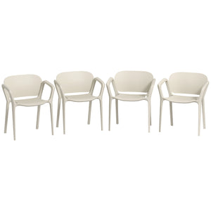 Set 4 Sedie da Giardino Design Moderno 60x56x75 cm Impilabili in PP Bianco