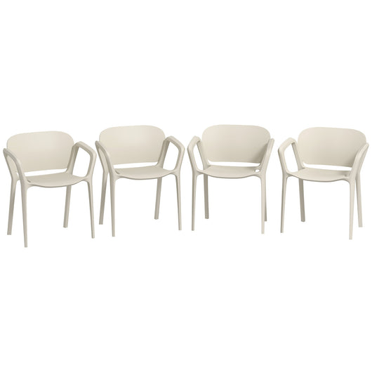 Set 4 Sedie da Giardino Design Moderno 60x56x75 cm Impilabili in PP Bianco
