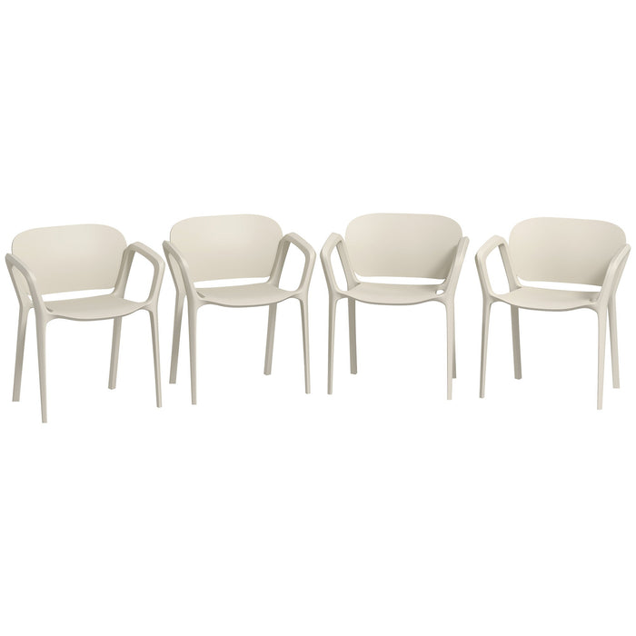 Set 4 Sedie da Giardino Design Moderno 60x56x75 cm Impilabili in PP Bianco