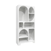 Libreria organica bianca effetto legno con 8 vani, bianco