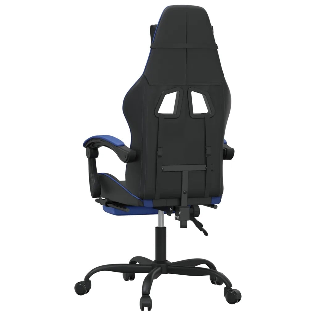 Sedia da Gaming Girevole con Poggiapiedi Nero e Blu Similpelle cod mxl 65964