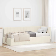 Struttura Letto Angolare con Materasso 2 pcs Crema Velluto