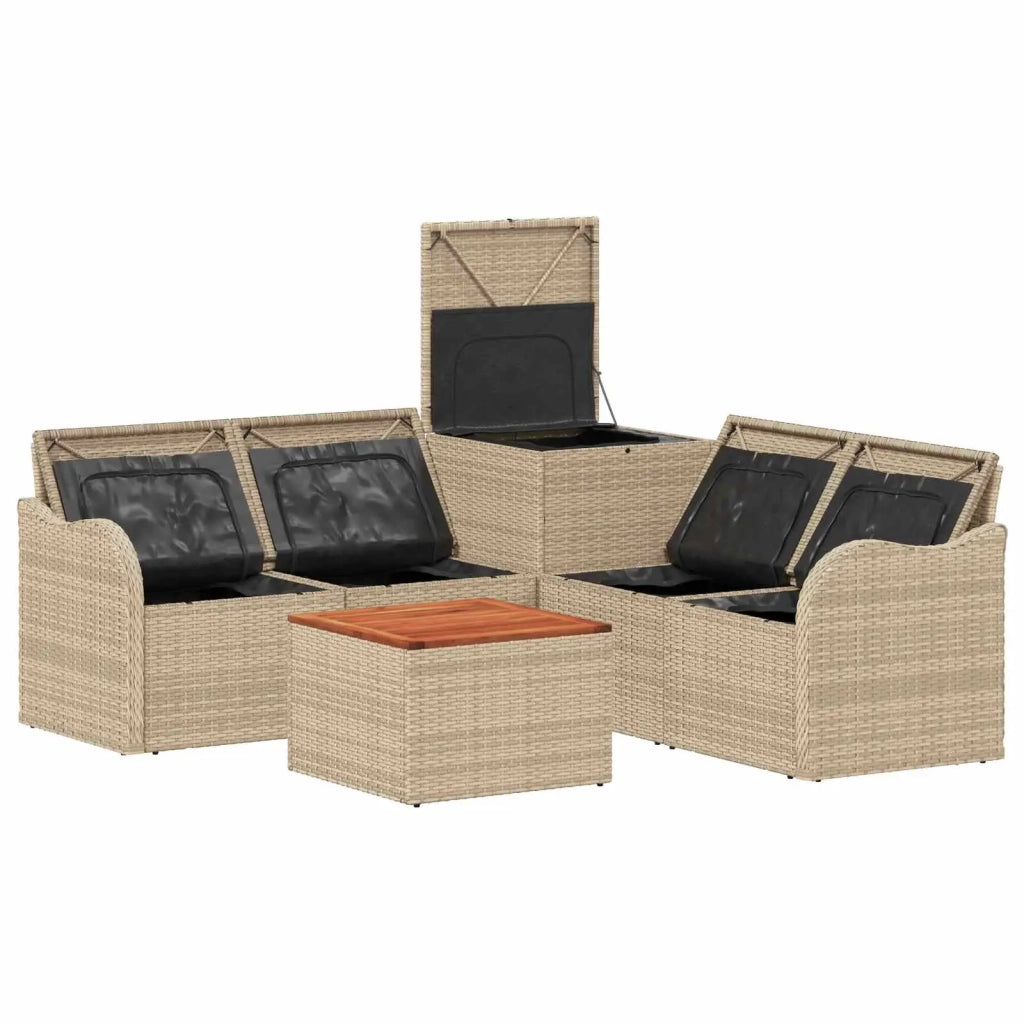 Set di divani 6 pz Beige e Bianco Crema 3447148