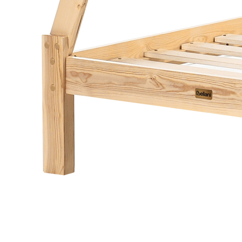 Letto a forma di tenda Teepee per bambini Pino chiaro UE 90 x 200 cm Struttura letto singolo con doghe