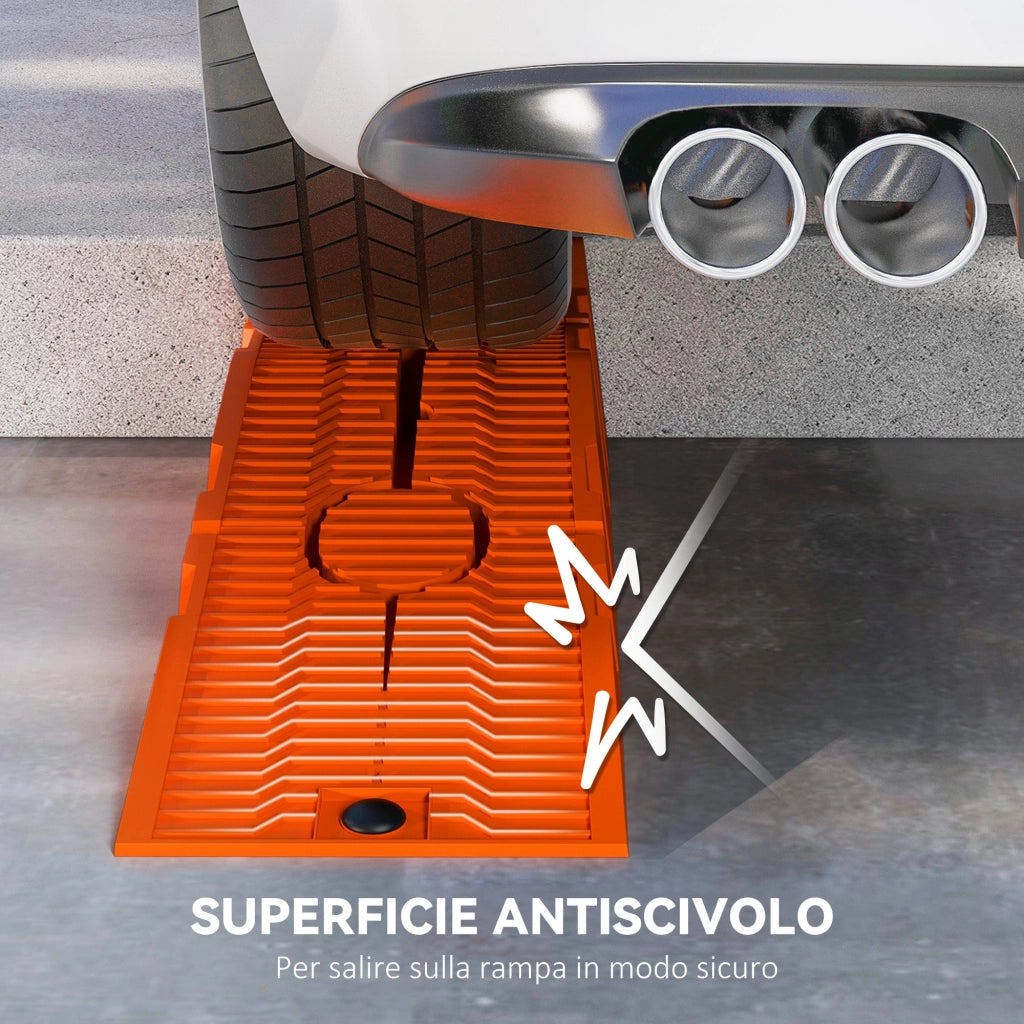 Set 2 Rampe per Auto 91x30x21 cm con Carico Massimo 5 Tonnellate in Plastica Arancione