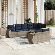 Set Divani da Giardino 9 pz con Cuscini Grigio in Polyrattan 3225095