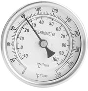 Termometro Bimetrico 3,1x3,6in - Scala Doppia - Per Bottiglie di Stoccaggio - Per Kettles per Casa - Per Fermentatori - Acciaio Inossidabile
