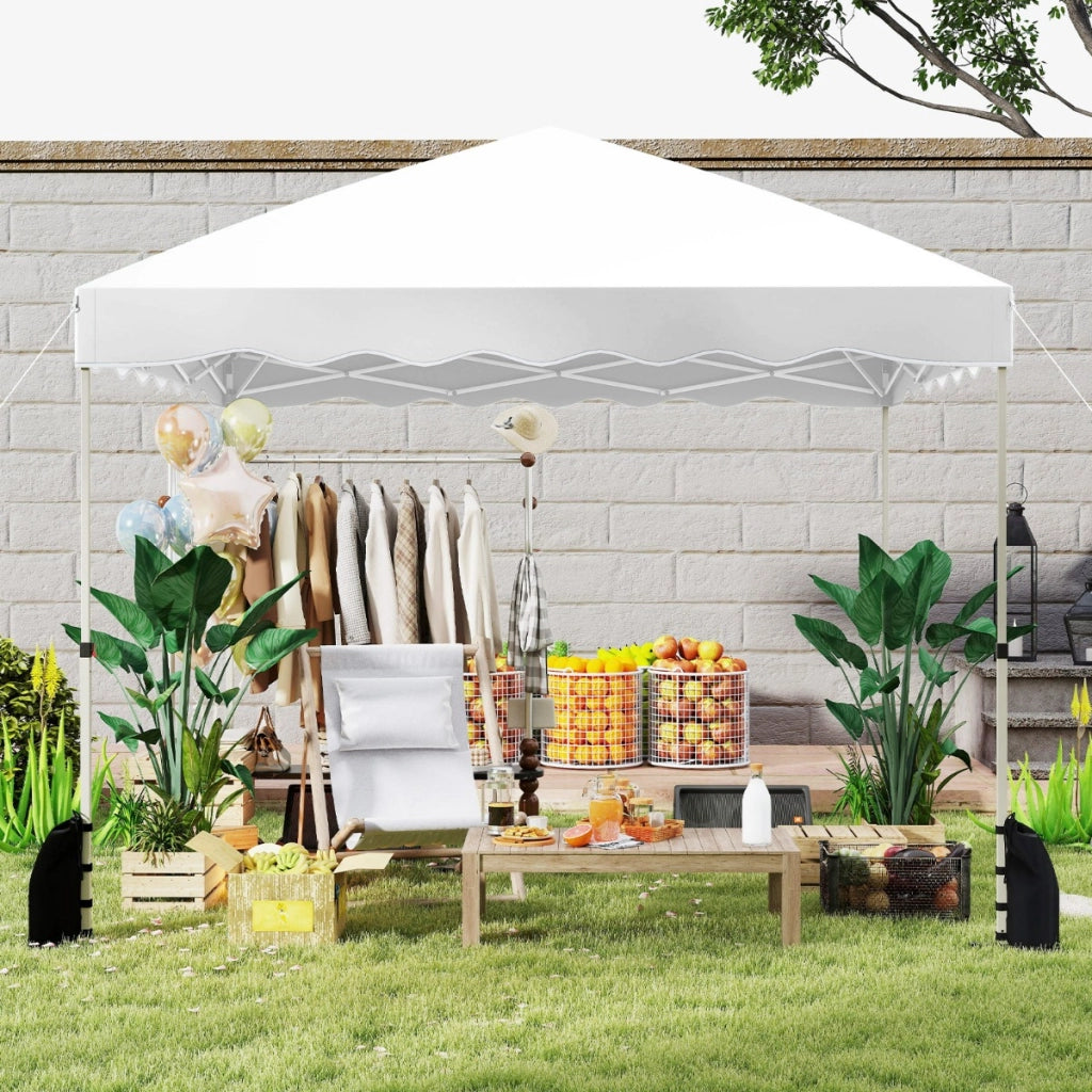 Tenda a baldacchino pop-up 3 x 3 M per feste per feste eventi commerciali, Rifugio da patio pieghevole con borsa con ruote Bianco