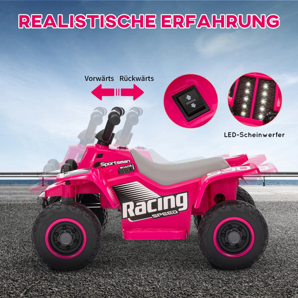 Quad Elettrico per Bambini ¨C Xylo ¨C Rosa, LED, 18-36 Mesi, Batteria