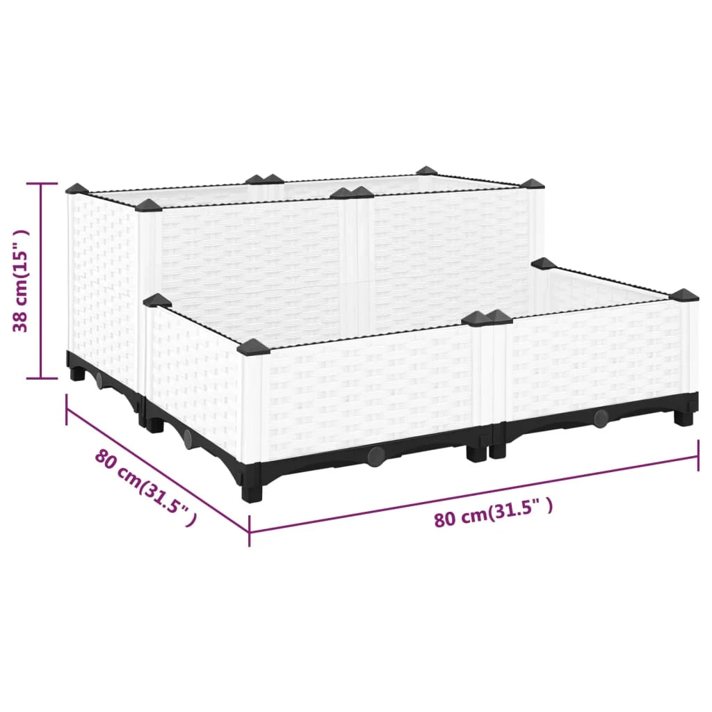 Fioriera rialzata per piante fiori terrazza giardino 80 x 80 x 38 cm polipropilene grigio 02_0039247