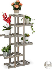 Recinzione per piante 5 strati con gradino per fiori interno shabby 125x81x25 cm grigio