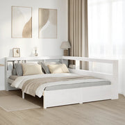 Letto Libreria senza Materasso-Struttura Letto con contenitore Bianco 150x200 cm Legno di Pino 878334