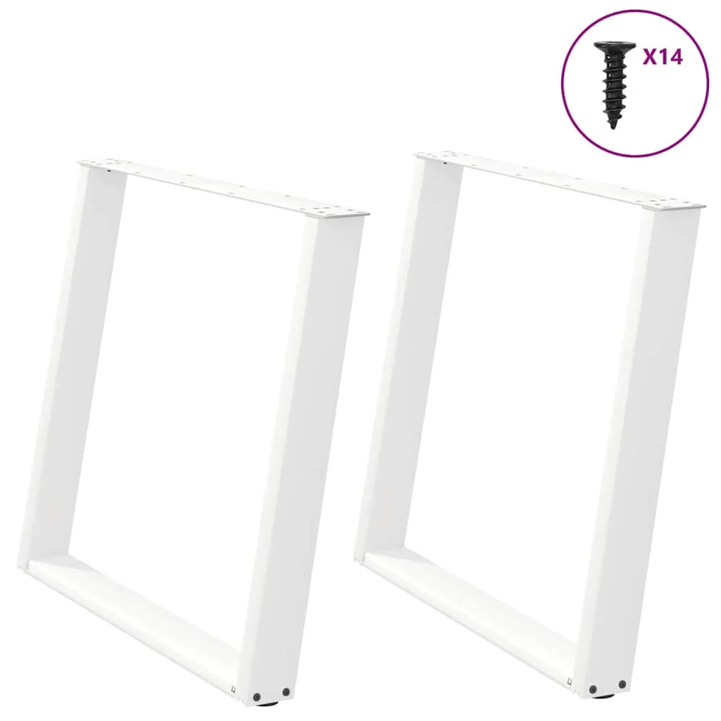 Set di 2 gambe per tavolo da pranzo dal design moderno a forma di U 100 x 73 cm con guide regolabili in acciaio bianco 02_0057085