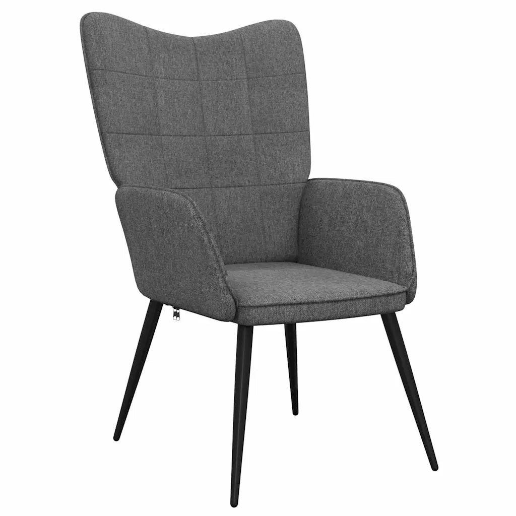Sedia Relax con Sgabello Grigio Scuro in Tessuto 327953