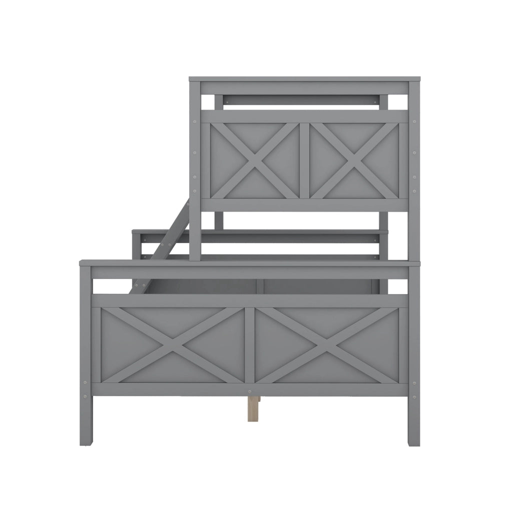 Letto a castello 90x200 cm e 140x200 cm convertibile in 2 letti separati in legno grigio
