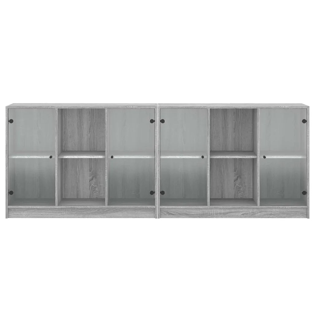 Libreria con Ante Grigio Sonoma 204x37x75 cm Legno Multistrato