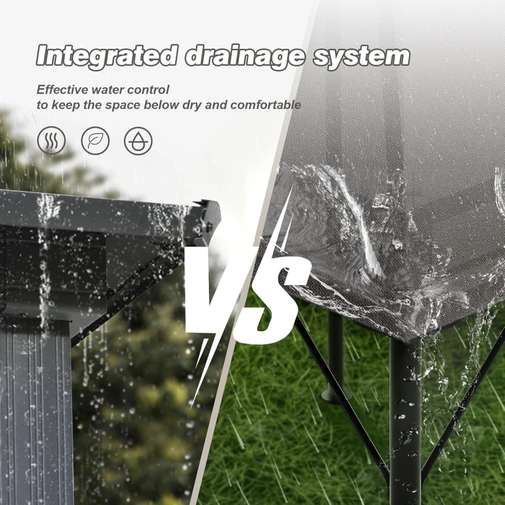 Devoke Gazebo da Giardino 3x4,Telo Gazebos 3x4 Impermeabile,Gazebo Esterno Resistente,Telaio in Metallo, Gazebos,Grigio