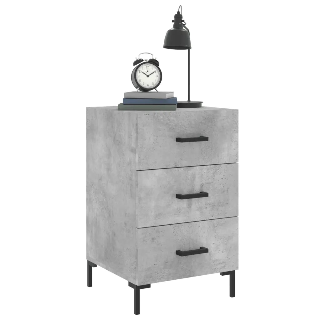 Comodino | Armadio da Notte | Mobiletto da notte Grigio Cemento 40x40x66 cm in Legno Multistrato