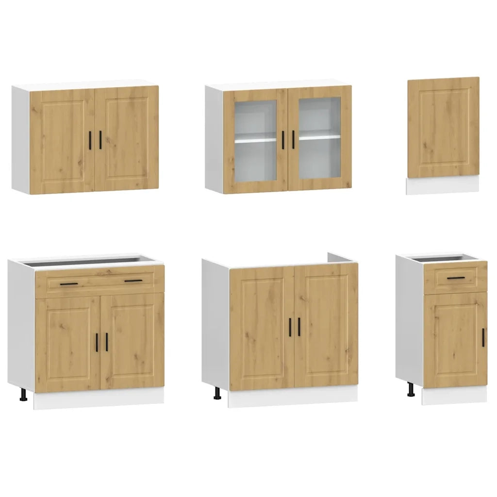 Set Mobili da Cucina 7 pz Kalmar Rovere Artigianale Truciolato 3314760