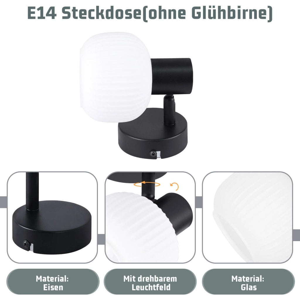 ZMH Faretto da soffitto 1 fiamma vetro design vintage moderno E14 per camera letto