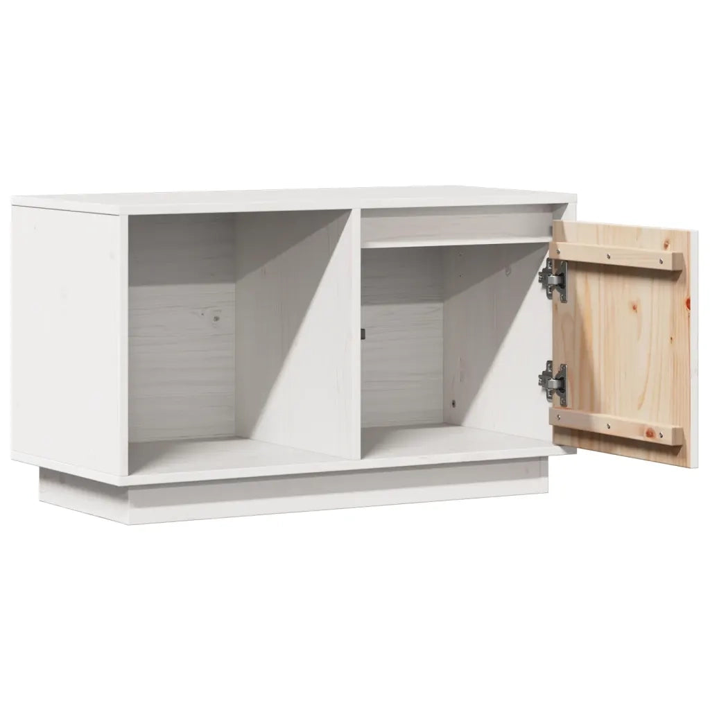 Mobile Porta TV Bianco 74x35x44 cm in Legno Massello di Pino 814335