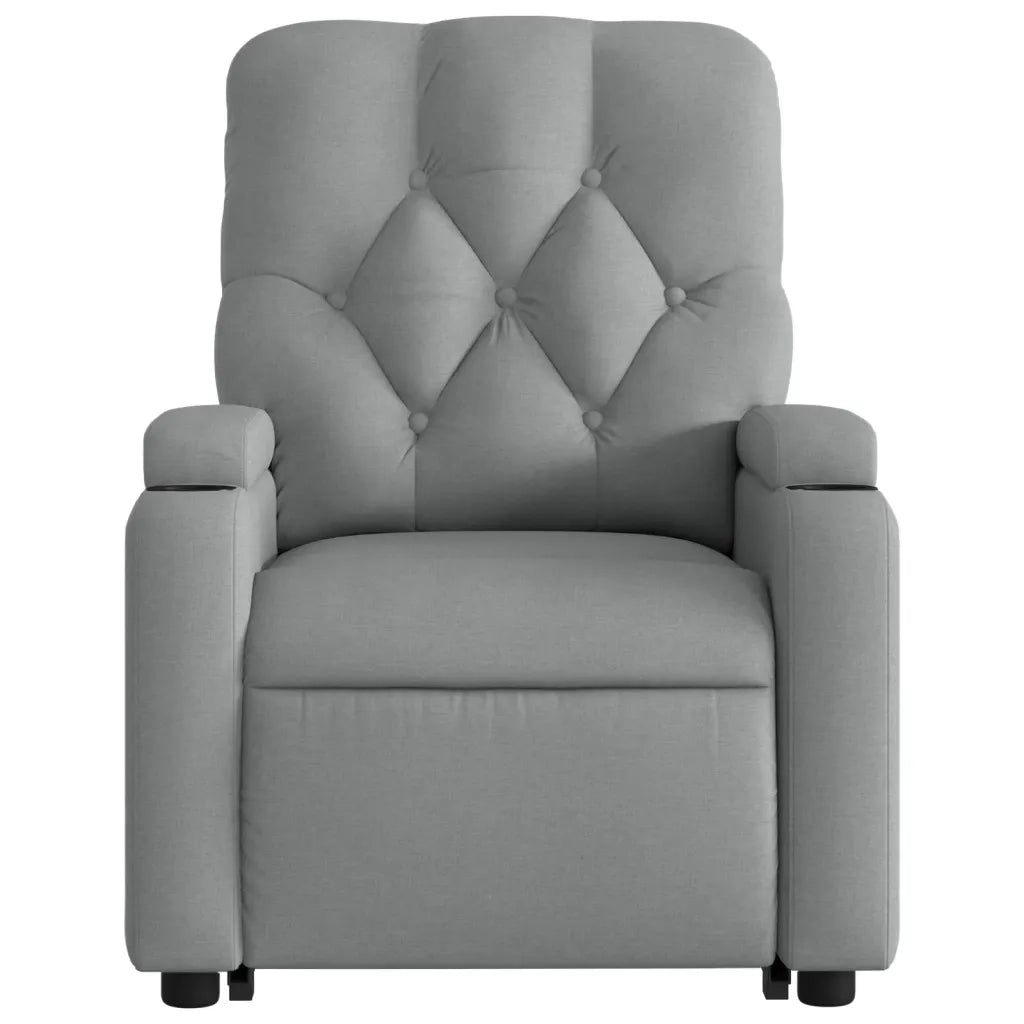 Poltrona | Sedia Relax Alzapersona Massaggi Reclinabile Grigio Chiaro Tessuto
