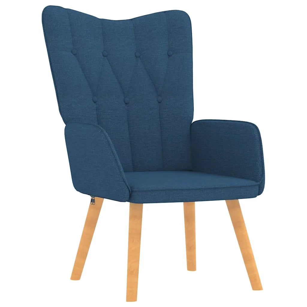 Divano Sedia-Poltrona Relax con Poggiapiedi Blu in Tessuto 750828